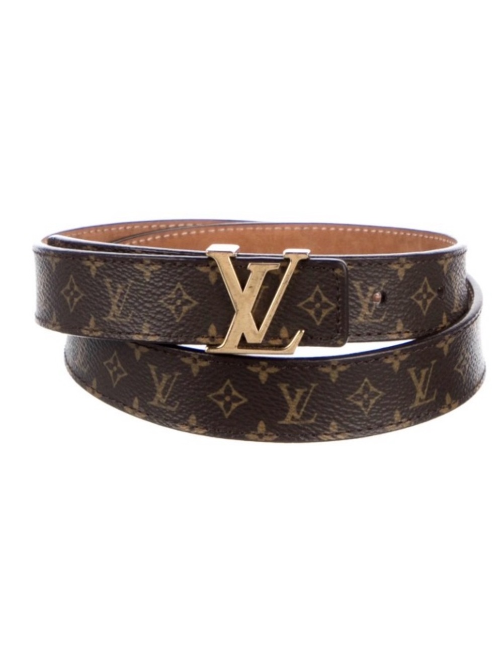 Louis Vuitton Monogram Canvas Belt with Gold LV Buckle